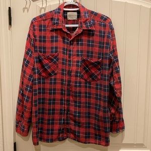 Saugatuck Dry Goods Men’s Sz L Plaid Flannel Shirt Button Up Lightweight Vintage